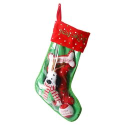 Santa's Lucky Dog Antler Stocking and Toy Set