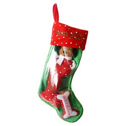 Santa's Lucky Dog Snowflake Stocking and Toy Set