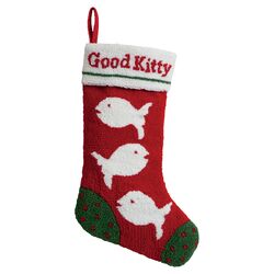 Good Kitty Hooked Stocking in Red