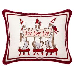 Joy Dogs Pillow in White
