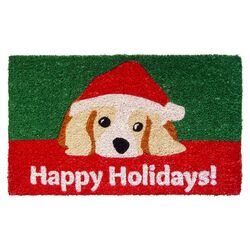 Handmade Dog Lovers Holiday Doormat in Green & Red