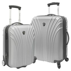 Hardsided 2 Piece Expandable Luggage Set in Silver