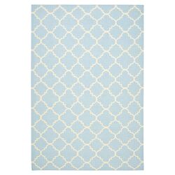 Dhurries Light Blue & Ivory Checked Rug