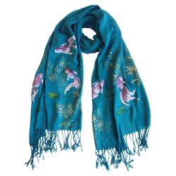 Because Of You Hand Painted Scarf in Teal