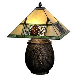 Lodge Tiffany Pinecone Ridge Table Lamp in Bronze