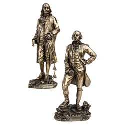 2 Piece Founding Fathers Franklin & Washington Statue Set in Bronze