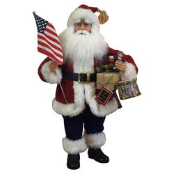 Crakewood Vintage Patriotic Santa Claus Figurine in Red