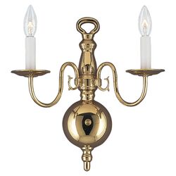 Traditional 2 Light Wall Sconce in Polished Brass