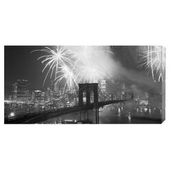 Fireworks Over the Brooklyn Bridge Canvas Wall Art