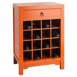 16 Bottle Wine Cabinet End Table in Orange