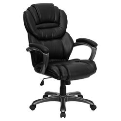 McKinley High-Back Leather Office Chair in Black with Arms