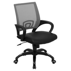 Mid Back Computer Chair in Black & Gray with Arms