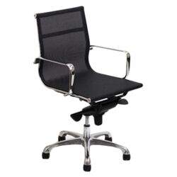 Mid Back Slider Office Chair in Black Mesh with Arms