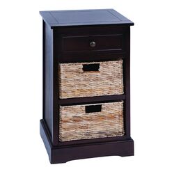 Wicker Basket Storage Cabinet in Dark Brown