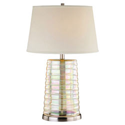 Colored Glass Table Lamp in Polished Steel
