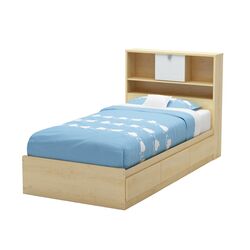 Twin Platform Bed with Drawer in Chocolate