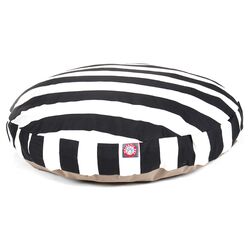 Vertical Stripe Round Pet Bed in Black