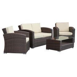 Trieste 4 Piece Deep Seating Group in Brown with Cushions