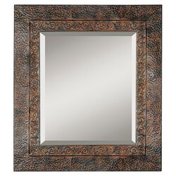 Jackson Framed Wall Mirror in Rustic Brown