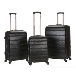 Melbourne 3 Piece Expandable ABS Luggage Set in  Black