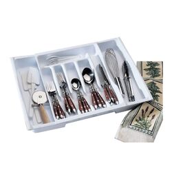 Adjustable Cutlery Tray & Drawer Organizer in White