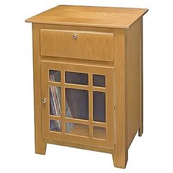 Oak End Table with Audio Cabinet in Natural