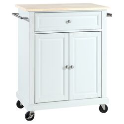 Atlas Wood Top Kitchen Cart in White