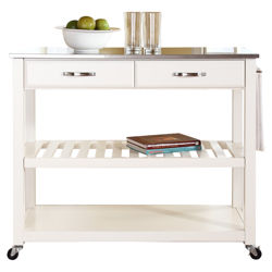 Stainless Steel Top Kitchen Cart in White Stainless Steel Top Kitchen Cart in White