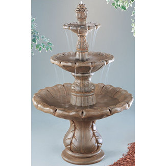 Henri Studio Three-Tier Cast Stone Classical Finial Waterfall Fountain