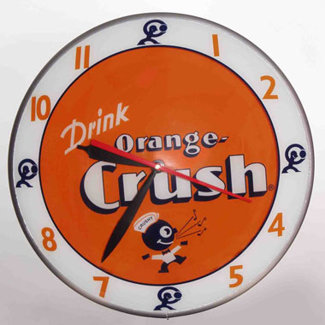 American Retro Double Bubble Orange Crush Glass Clock