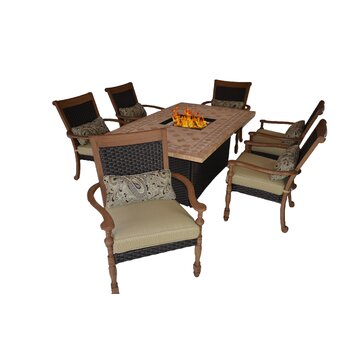 Outdoor Innovation Luxum 7 Piece Fire-Dining review - Patio Dining Sets