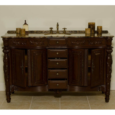 Global Treasures Manchester 62" Single Bathroom Vanity in Mahogany