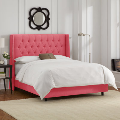 Linen Upholstered Wingback Bed by Skyline Furniture -image