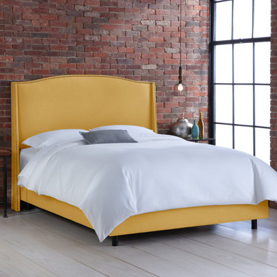 Nail Button Linen Wingback Bed by Skyline Furniture -image