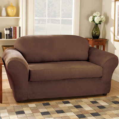 Sure-Fit Stretch Suede Separate Seat Loveseat Slipcover