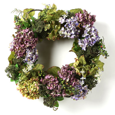 Nearly Natural 24quot; Hydrangea Wreath amp; Reviews  Wayfair