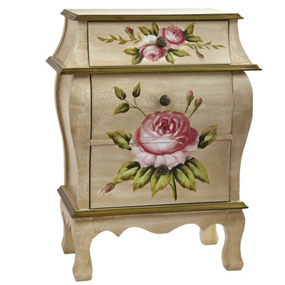 Antique Night Stand with Floral Art by Nearly Natural -image