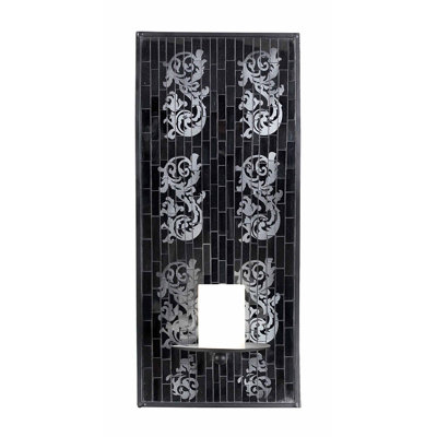 Mosaic Candle Sconce with Wall Art in Black