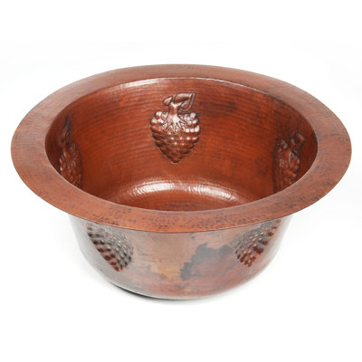 D'Vontz Round Copper Prep Sink with Grape Relief