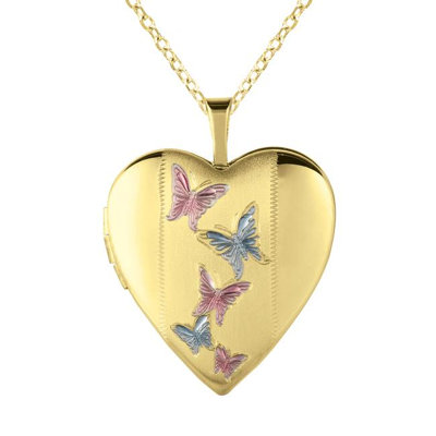 Heart-Shaped Butterfly Locket Necklace