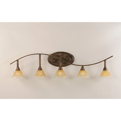 Bathroom Light Bars on Toltec Lighting Swoop 5 Light Bathroom Bar With Amber Crystal Glass