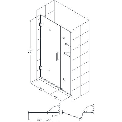 Dreamline Unidoor 2037 Frameless Shower Door