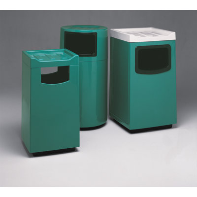 Witt Fiberglass Series 36 Gallon Square Food Court Receptacle with Doors on Trash Opening and Side