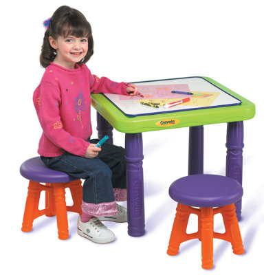 Grow 'n Up Crayola Sit 'n Draw Play Kids' 3 Piece Table and Stool Set