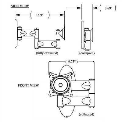 Premier Mounts Articulating Swingout Arm for LCD Displays (Up to 37" Screens)