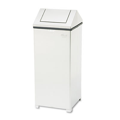Rubbermaid Commercial Products Fire-Safe Swing Top Receptacle, Sq, Nonmagnet Steel, 24gal, SS