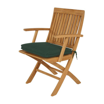 Barlow Tyrie Teak Monaco Carver Folding Dining Arm Chair with Cushion
