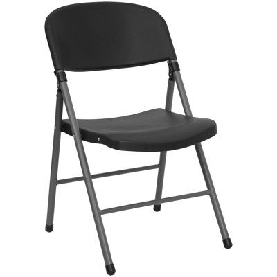 Flash Furniture Plastic Folding Chair with Charcoal Frame