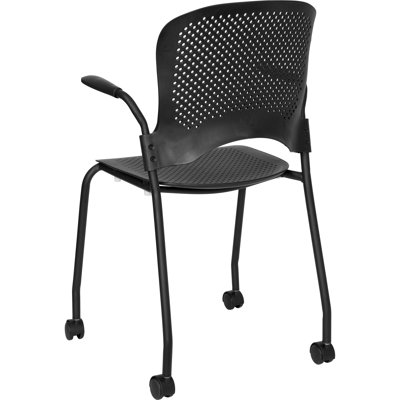 Flash Furniture Hercules Series Perforated Stacking Side Chair with Arms in Black