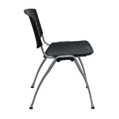 Flash Furniture Hercules Series Polypropylene Stack Chair with Titanium Frame Finish in Black